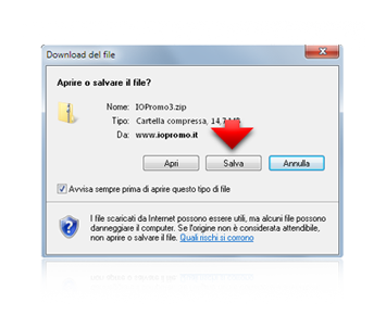 1.1 Clicca sul "Cubetto download" in alto per scaricare "Io Promo Express Versione Farmacia".